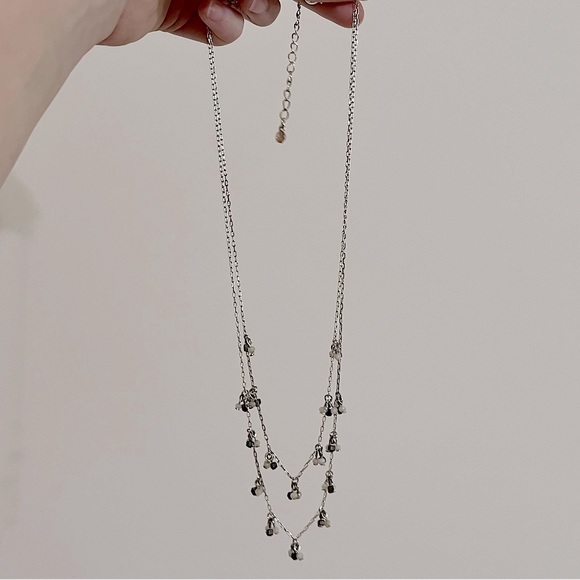 LC Lauren Conrad Silver Double Strand Necklace - Picture 1 of 5